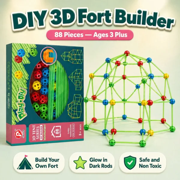 Fortify Glow in the Night 3D Builder Kit | 88-Pieces with Tent Cover